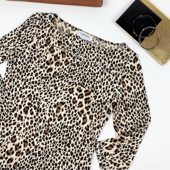 Carmen Marc Valvo leopard print blouse size XS - Picture 1 of 6